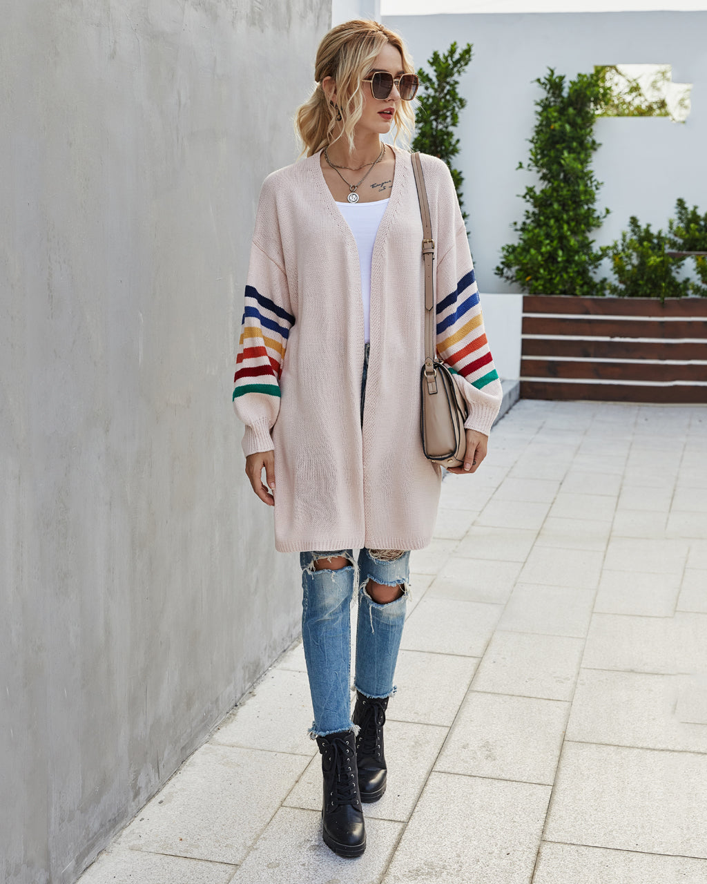 Luci Long Cardigan With Rainbow Sleeve 5091