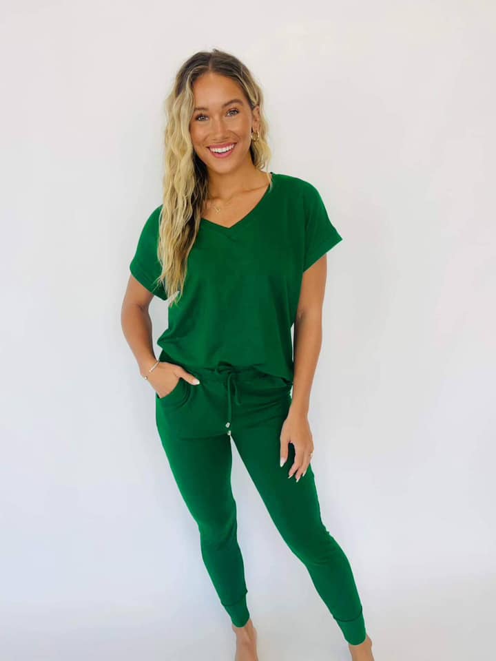 Krisie V-Neck Lounge Set-#2-Green (9.30.2023)