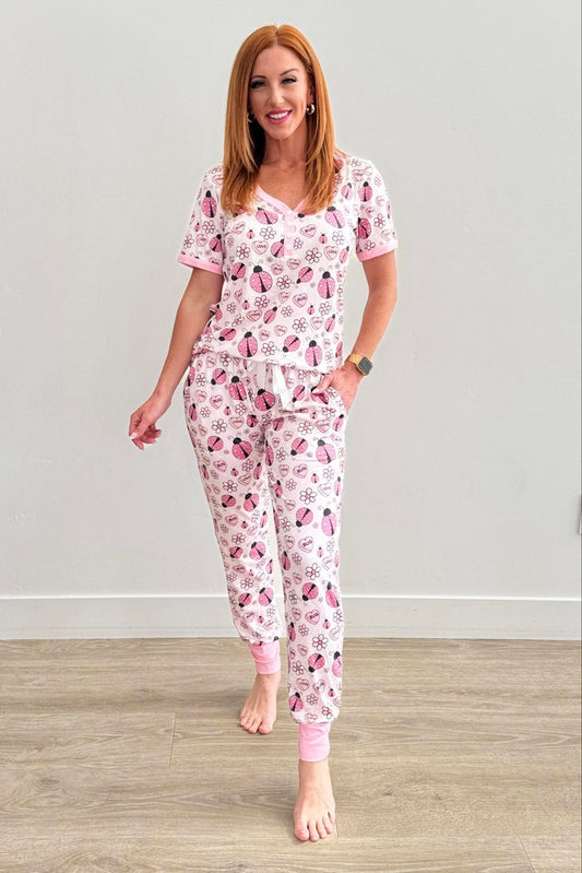 Short Sleeve Jogger PJ Set -#6-Love BUG