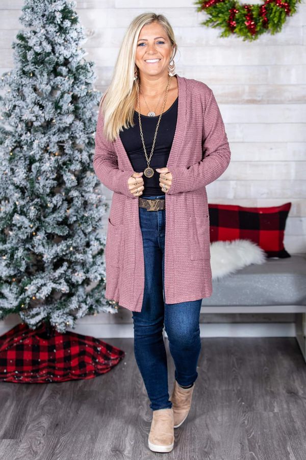 Bonus Sale- Bonnie Waffle Cardigan With Thumbhole