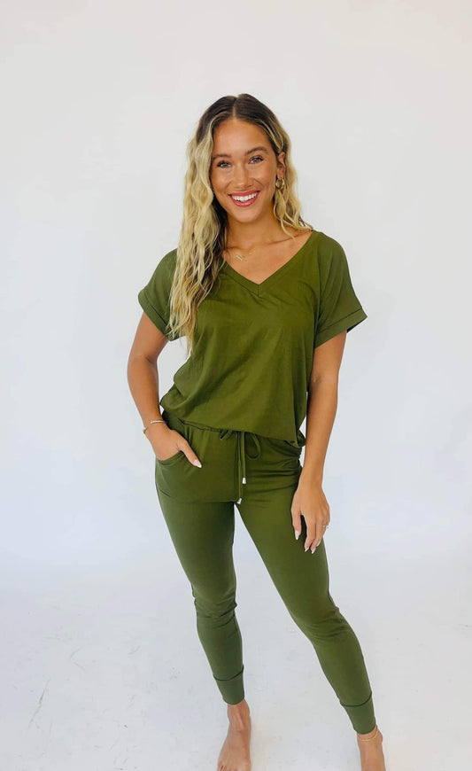 In Production: Krisie V-Neck Lounge Set-#4-Olive(9.30.2023)