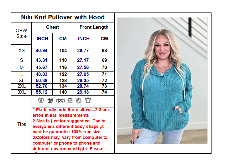 Preorder:Niki Knit Pullover with Hood with 4 color (Close 11/29/2024)