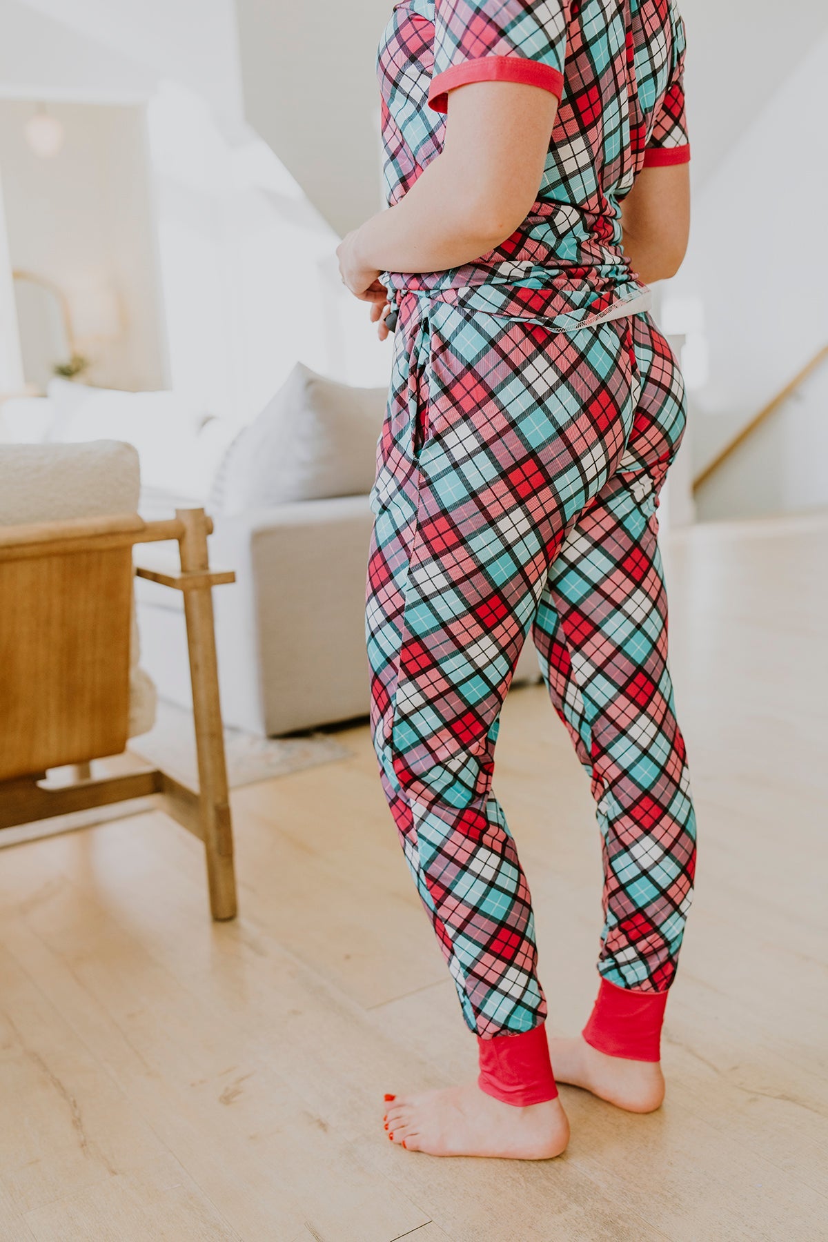 Short Sleeve Jogger PJ Set -#6-Plaid