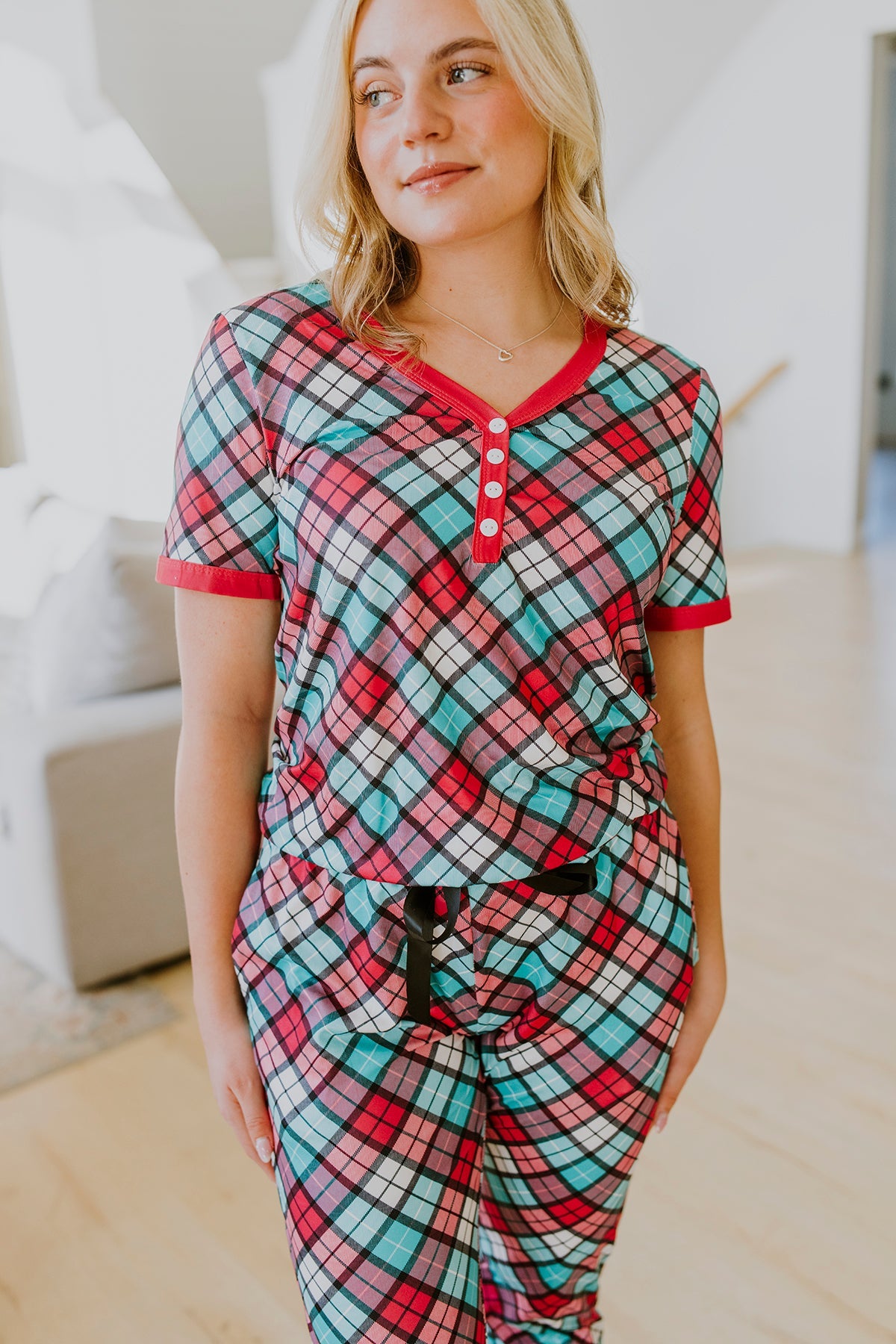 Short Sleeve Jogger PJ Set -#6-Plaid