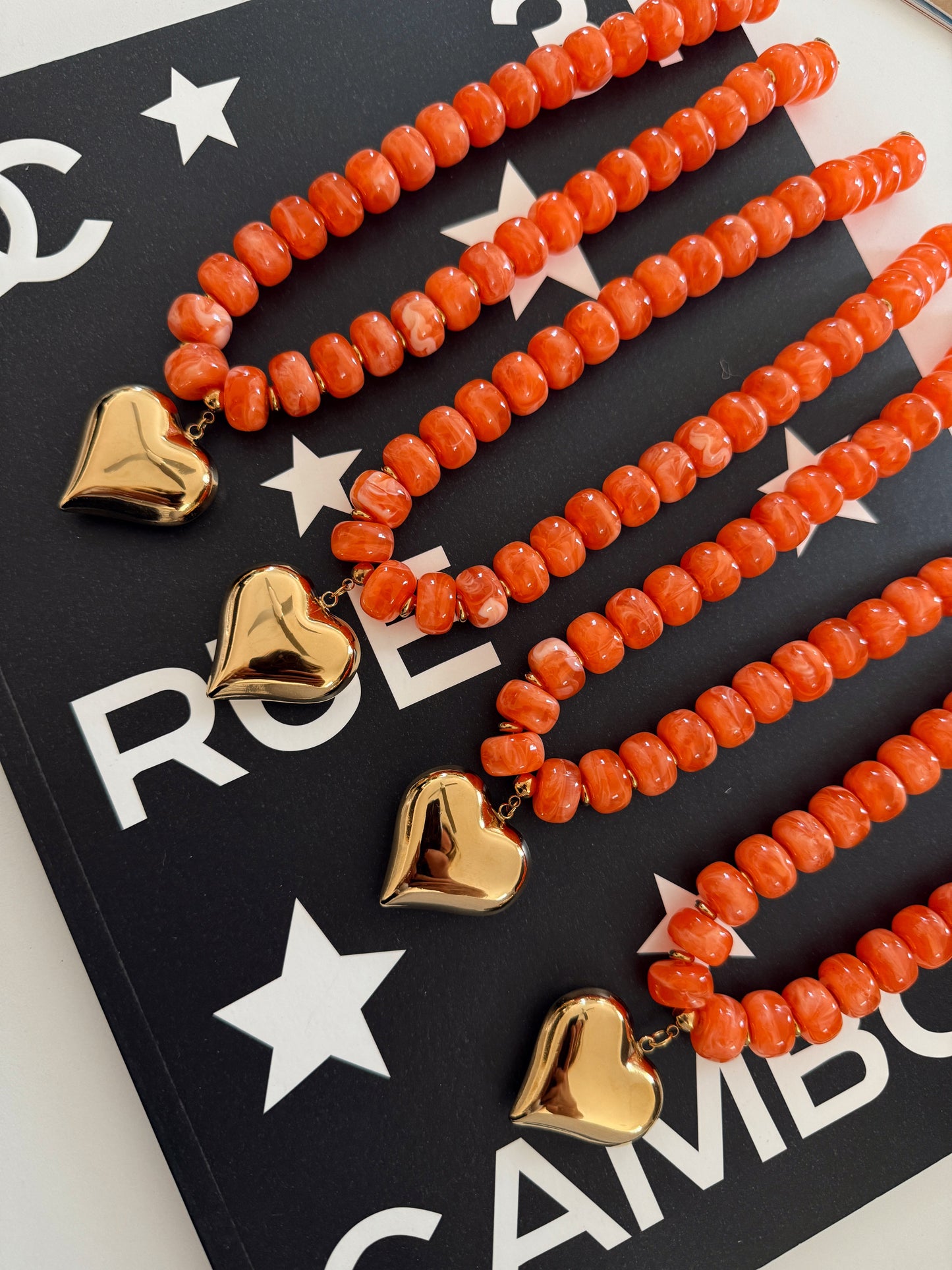 ORANGE HEART NECKLACE