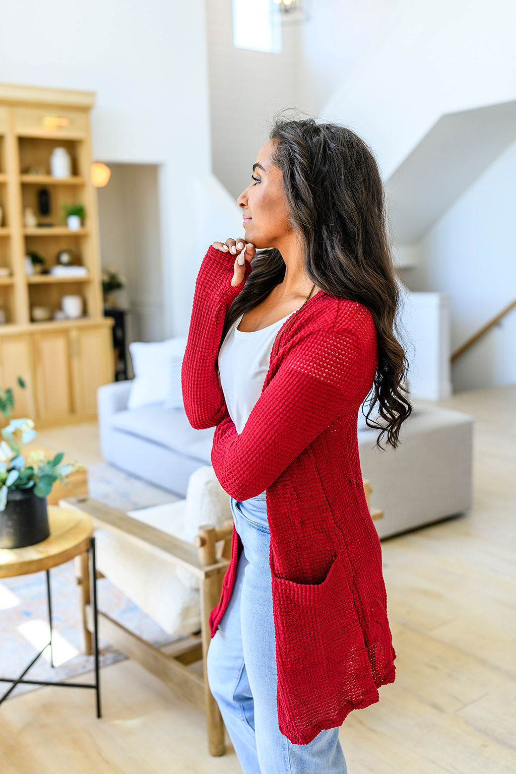 Bonus Sale- Bonnie Waffle Cardigan With Thumbhole