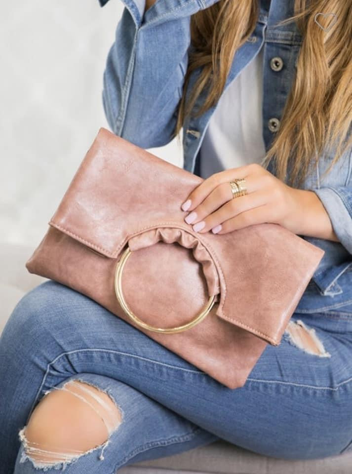 Ruby Ruffle Ring Foldover Clutch