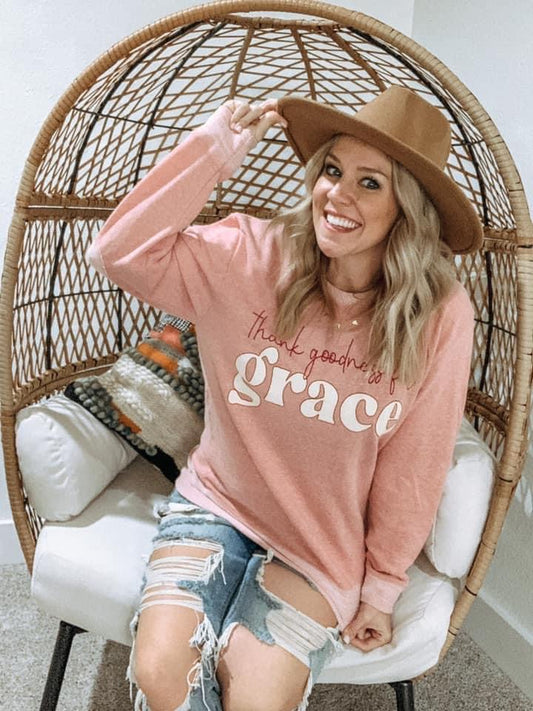 Thank Goodness for Grace 2-Toned French Terry Sweatshirt