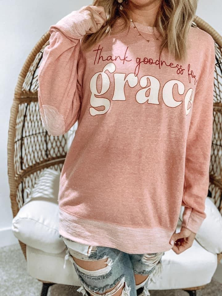 Thank Goodness for Grace 2-Toned French Terry Sweatshirt