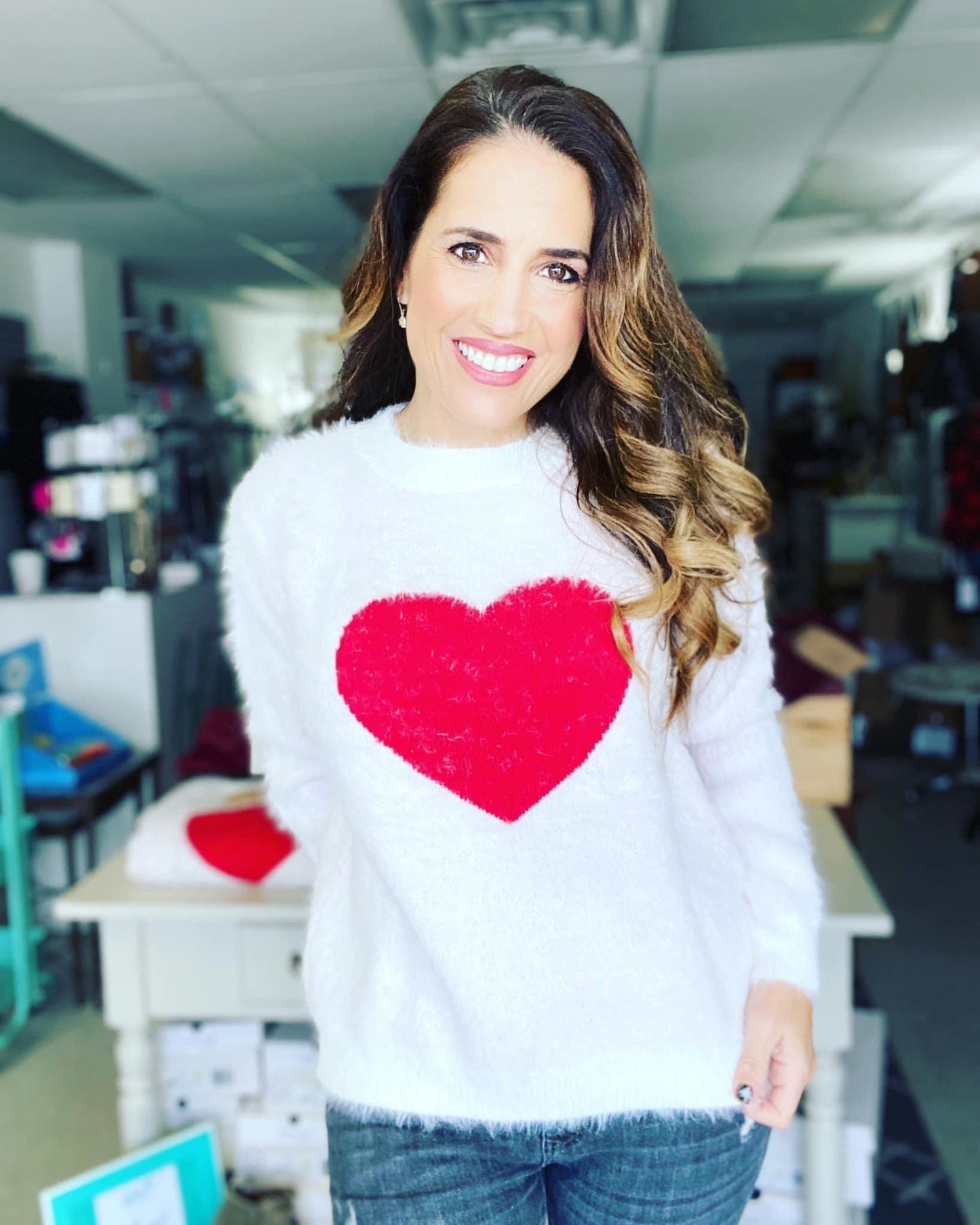 Fuzzy Heart Sweater