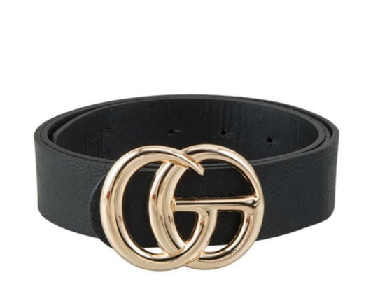 Black and Gold Faux Leather Belt