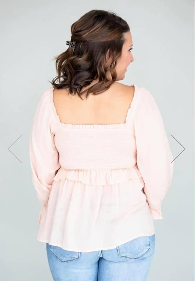 Soul Searching Peach Smocked Blouse