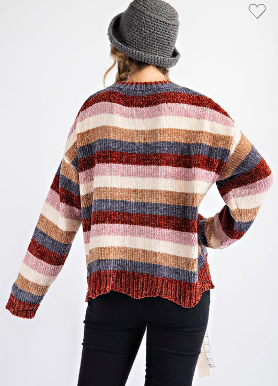 Softest of the Soft Chenille Sweater with Scalloped Edge