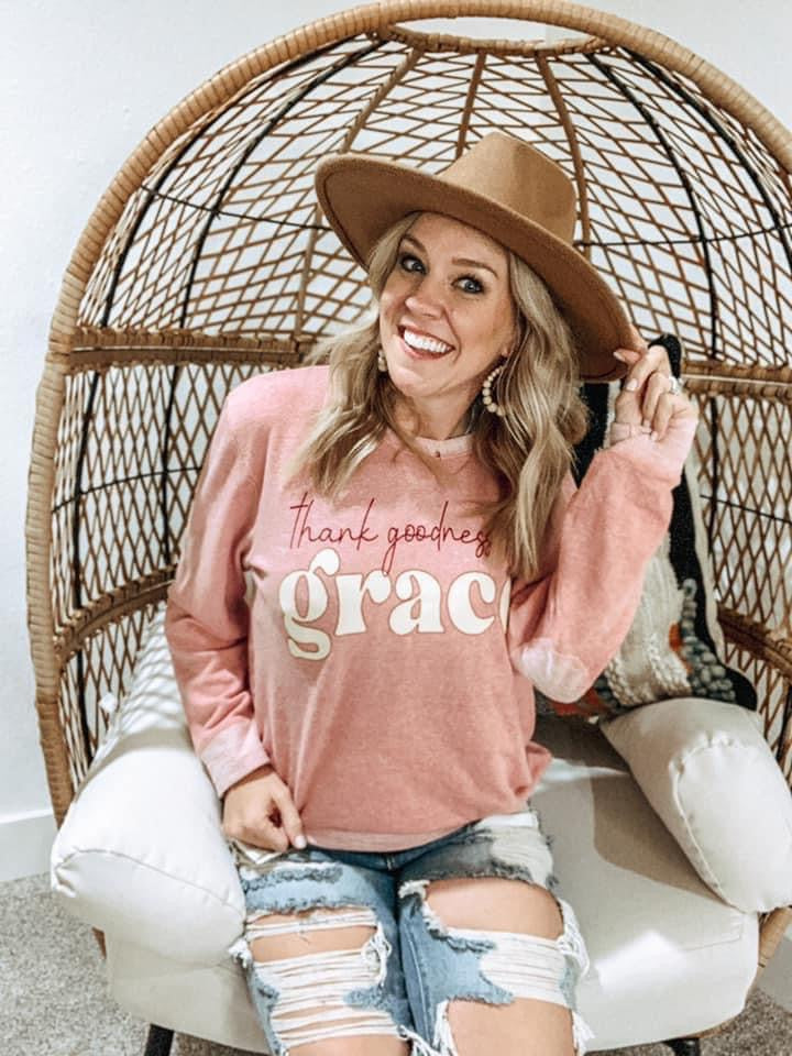 Thank Goodness for Grace 2-Toned French Terry Sweatshirt